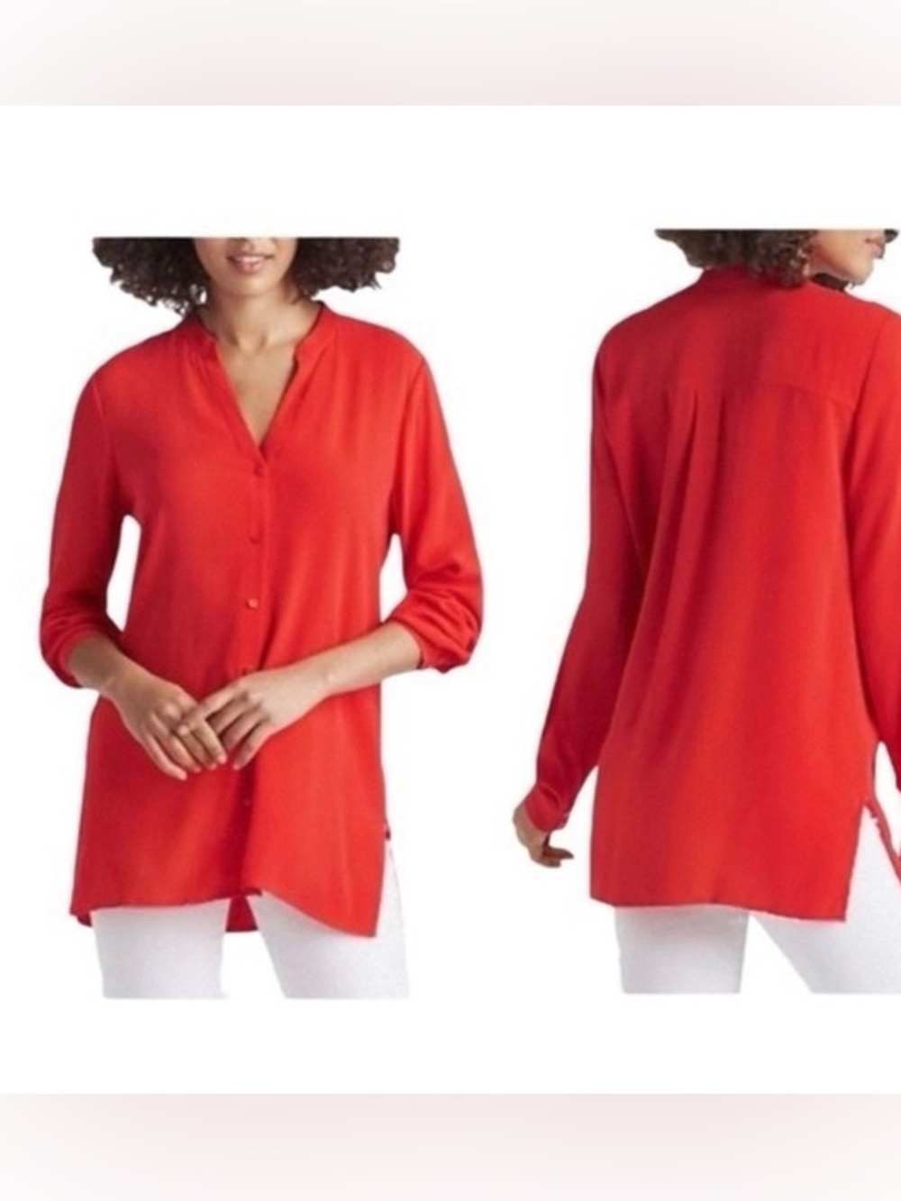 Eileen Fisher dark coral silk blouse